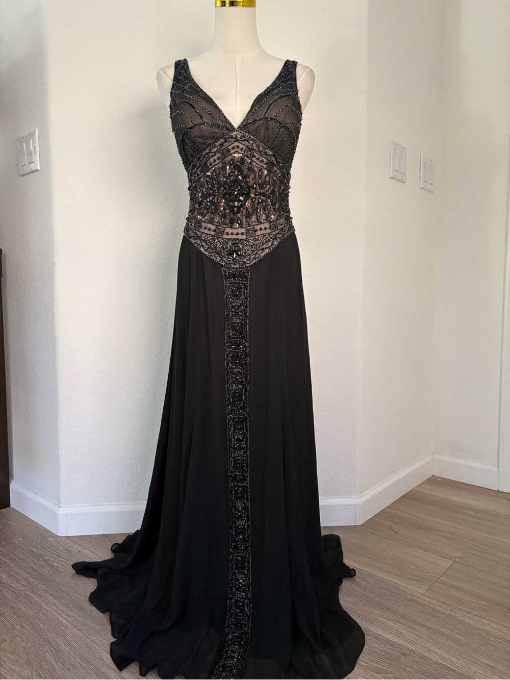 : Vintage Sue Wong Beaded Dark Fairy Maxi Dress – Size 6